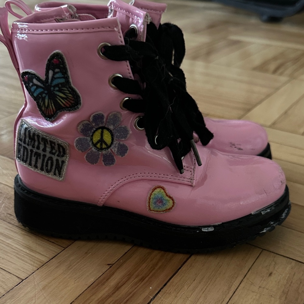 Steve Madden Kids Pink Boots with Fun Patches